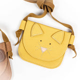Doggie or Kitty Critter Leather Little PURSE Toddler & Kids: Daffodil Kitty