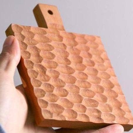 Carved Mini Wood Board/Coaster Light Finish