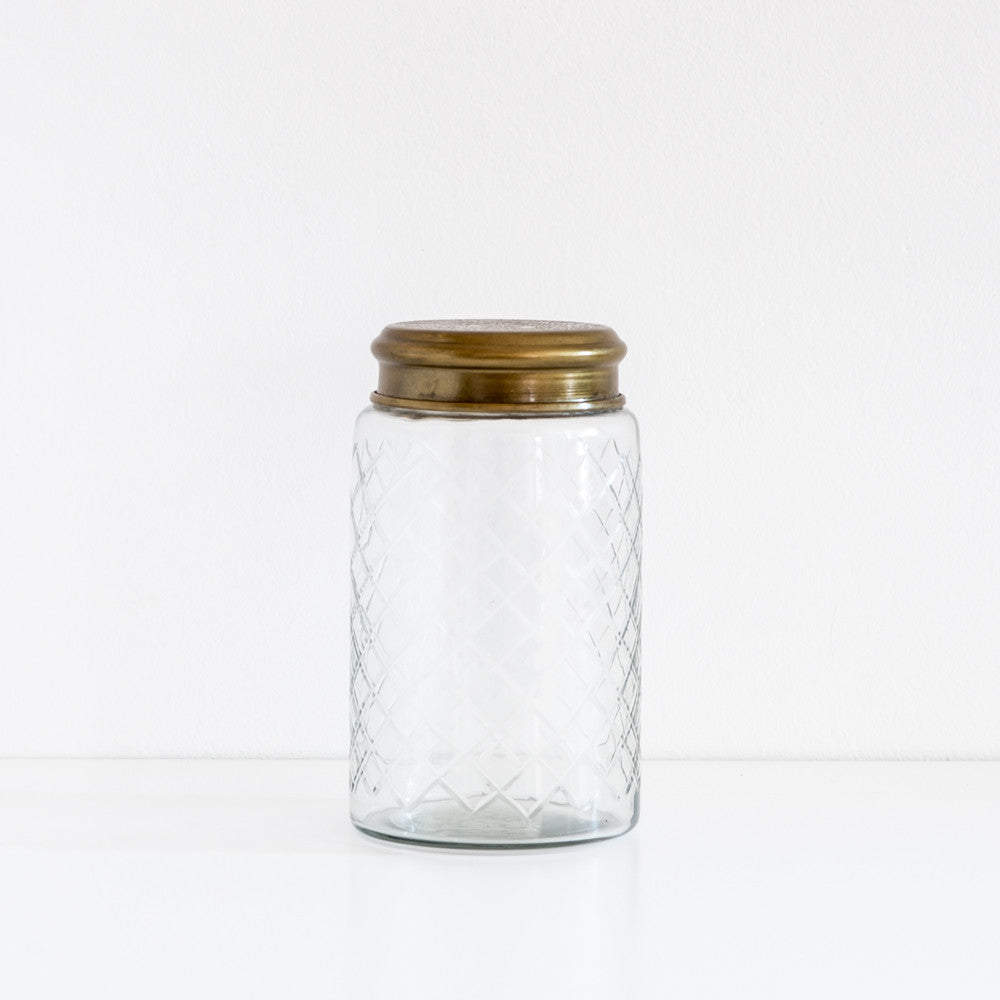 Large Etched Glass Jar