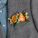 Prom Flower Pocket Square - Peach
