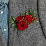 Prom Flower Pocket Square - Red