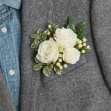 Prom Flower Pocket Square - White