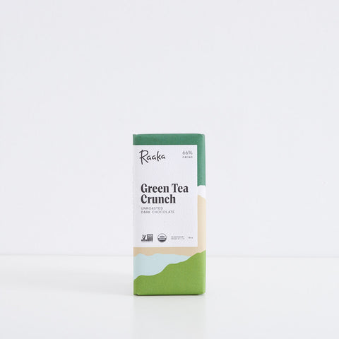 Raaka Green Tea Crunch 66% Chocolate Bar