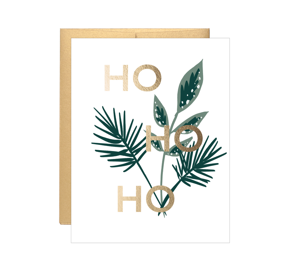 Ho Ho Ho - Letterpress Holiday Card with Gold Foil