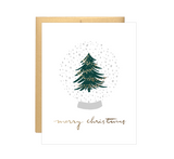 Merry Christmas Snow Globe - Letterpress Holiday Card