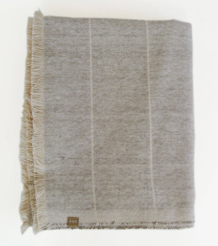 Brushed Stone Grey Stripe Throw